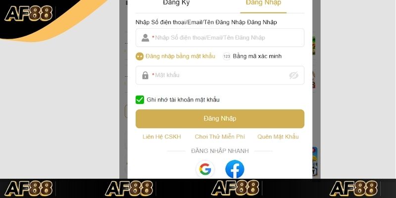 Các thao tác đơn giản để bạn đăng nhập vào hệ thống AF88